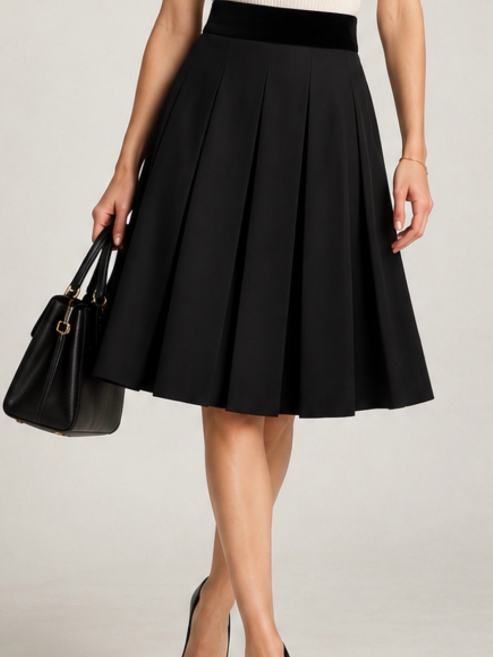 Marc Jacobs Black Pleated A-Line Skirt